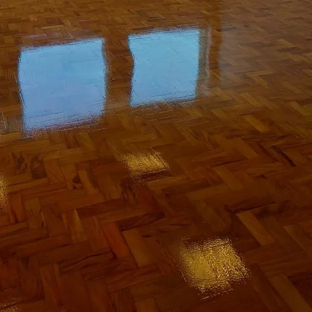 Piso de taco com acabamento Synteko de alto brilho em São Paulo